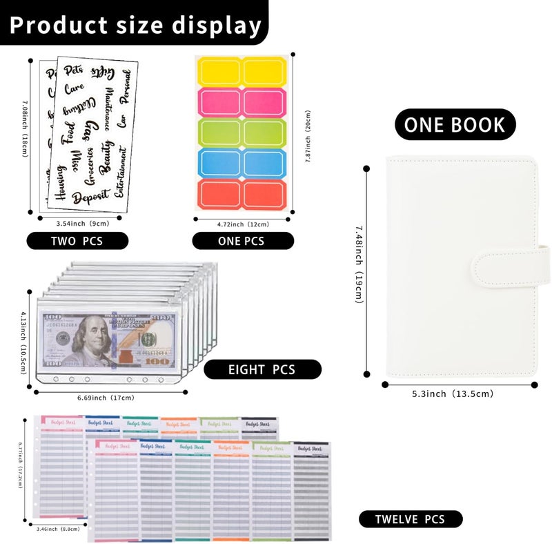 NICOOTHBudget Binder Cash Envelopes A6 Money Saving Binder with Zipper envelopes (White) - Image 2